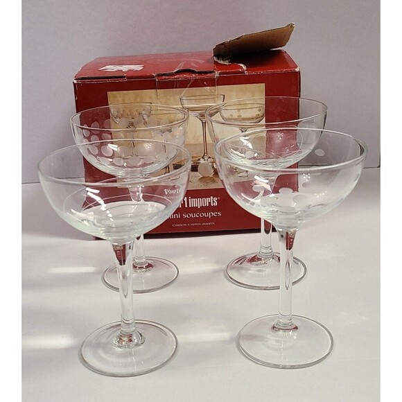 Pier 1 Set of 4 Mini Glass Saucers Assorted Design in Original Box Discontinued - Picture 2 of 7